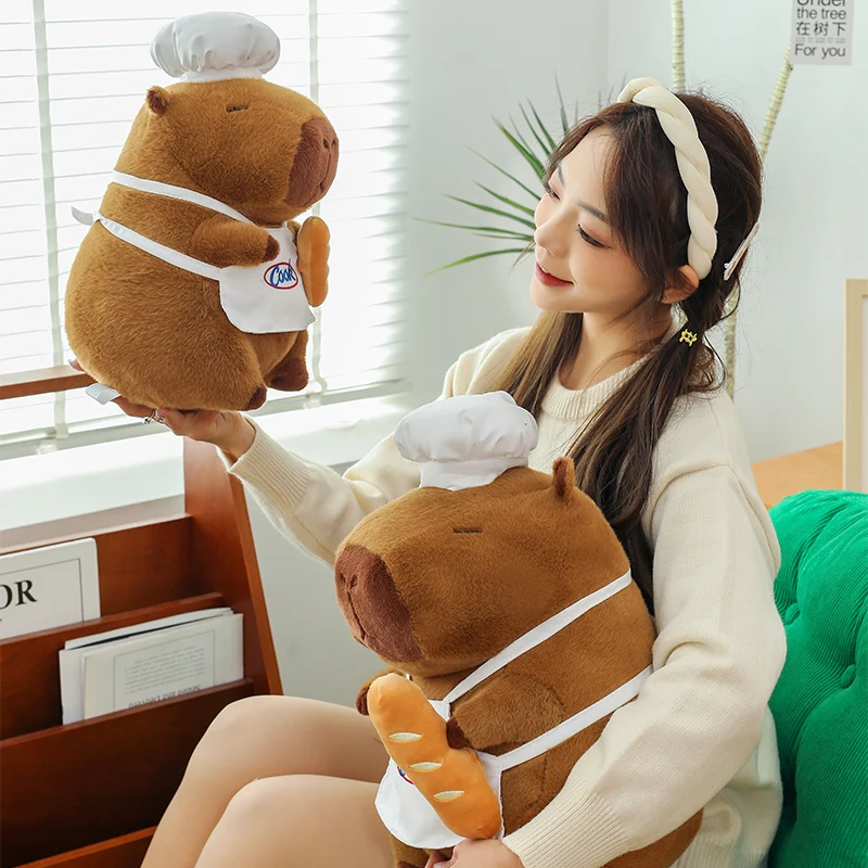 Chef Capybara Plush Toy in Various Sizes Gift Selection Fabric Soft Children's Companion Doll
