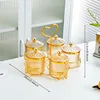 Amber-colored 5-can diamond-capped heart-shaped holder