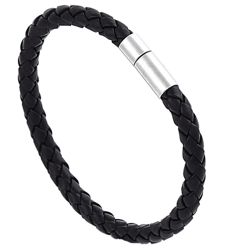 Hot sale Custom Braided Rope Magnetic Leather Bracelets Wholesale Weave Wrap Leather Bracelet