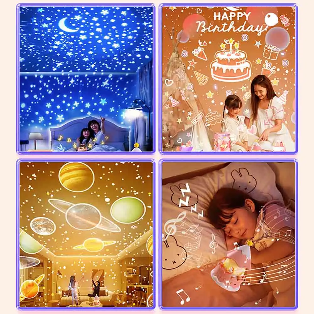 Unicorn Projector Light LED Projector Night Light for Kids 360 Degree Rotation Remote Control Carousel Projector Lamp