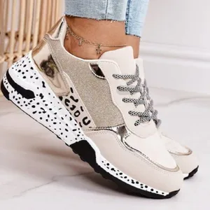Independent Station Plus Size Chu Women's Shoes 2026 Summer New Durable Thick Sole Color Block Lace-up Mesh Fabric Casual