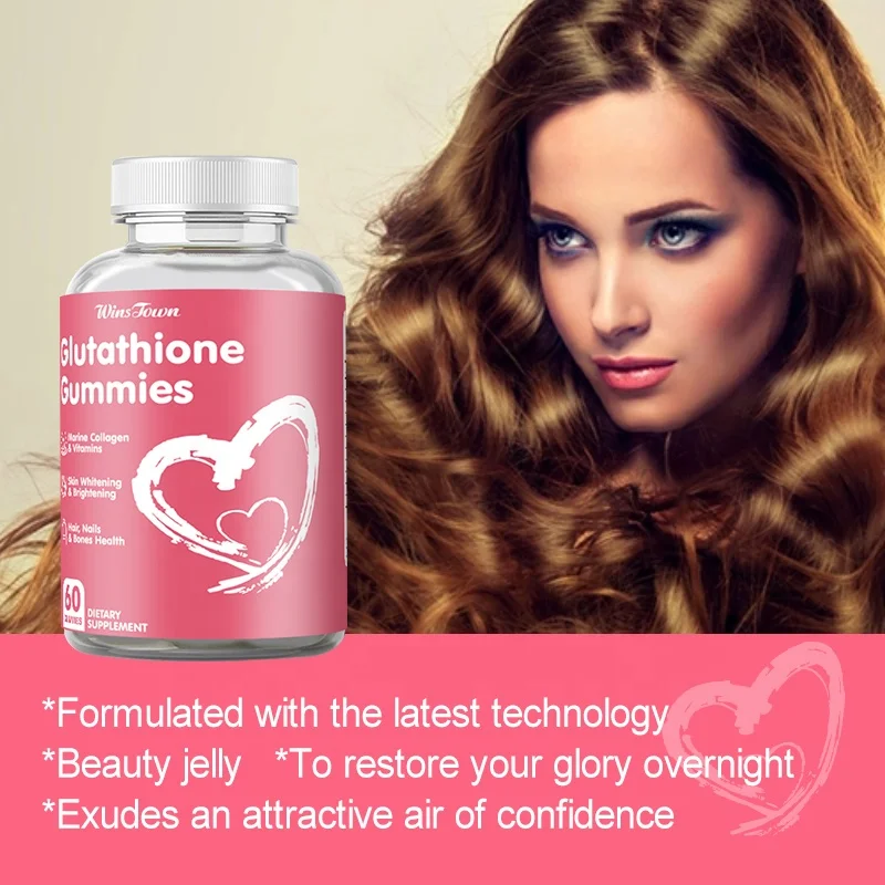 Beautiful Health Products Smooth Hair and Skin Gummy Candy Premium Whitening Collagen L-Glutathione Gummies for Lighten Skin