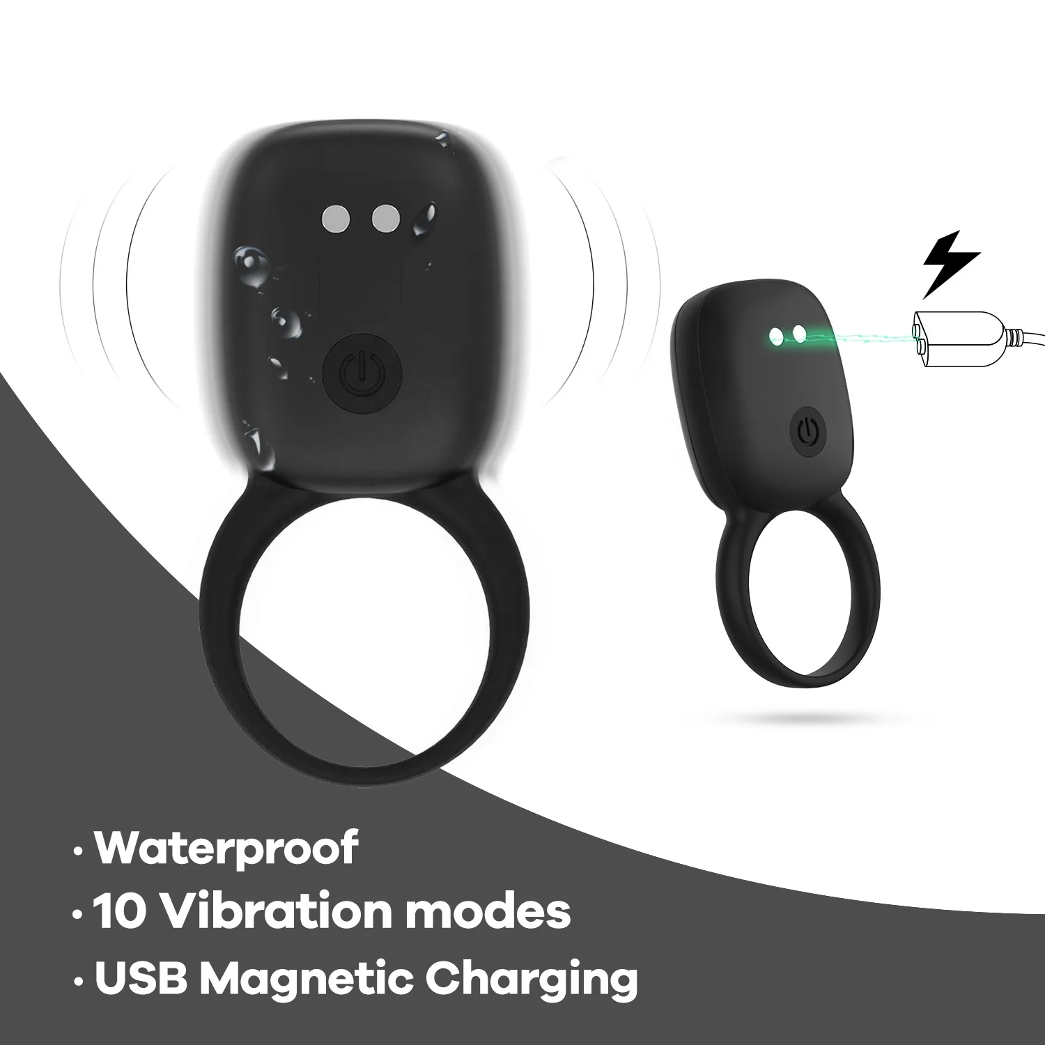 Rechargeable Vibrating Cock Ring Powerful Penis Ring Sex Toy for Couples Female Clit Stimulation With Replaceable Double Ring