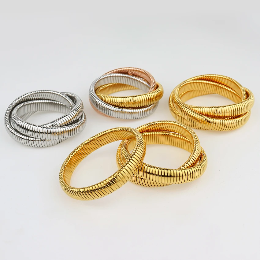 Bracciale a Polsino in Acciaio Inossidabile Placcato Oro 18k, Impermeabile, con Zirconia Cubica