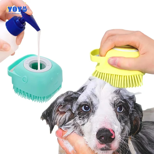 Yoyo Best Sale Pretty Dog Shower Brush Massage Tools for Dog and Cats Soft Safety Silicone Pet Dog Bath Brush