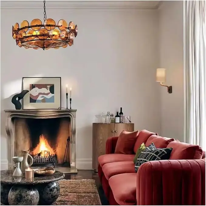 Italian Amber Green Art Glass Lights for Living Room Design Home Kitchen Island Lights Chandelier