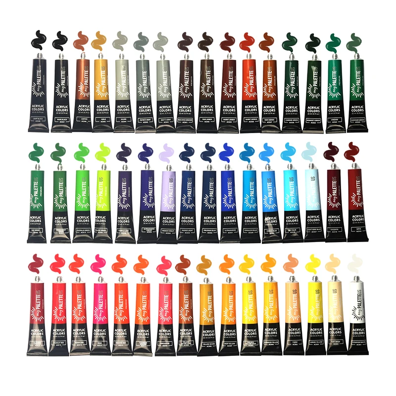 55pcs 48colors 22ml Acrylic Paint Set With Brushes And Palette