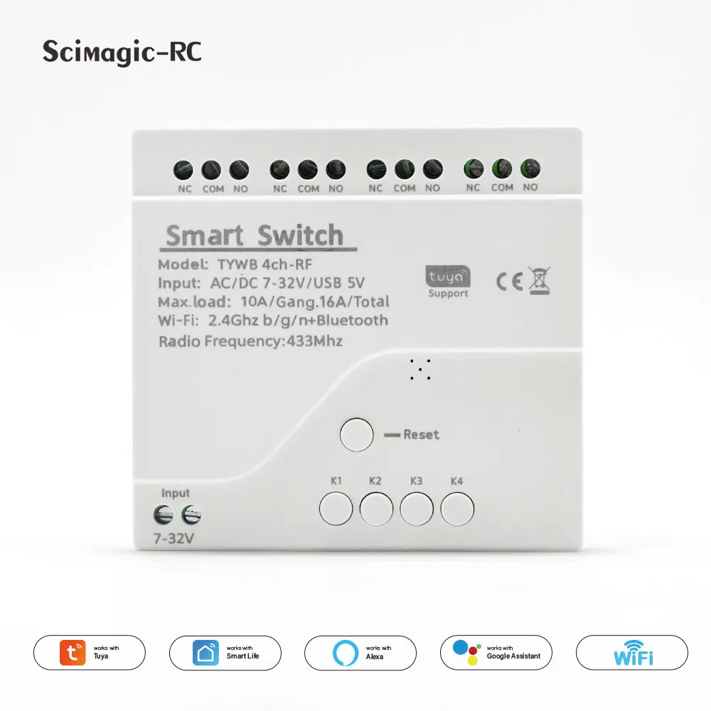 E0803 Tuya Relay Wifi Smart Switch Module 4CH for Smart Home