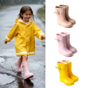 Babyhappy Customized Outdoor Waterproof Anti-slip Outsole Children's Rubber Rain Boots for Girls Kids