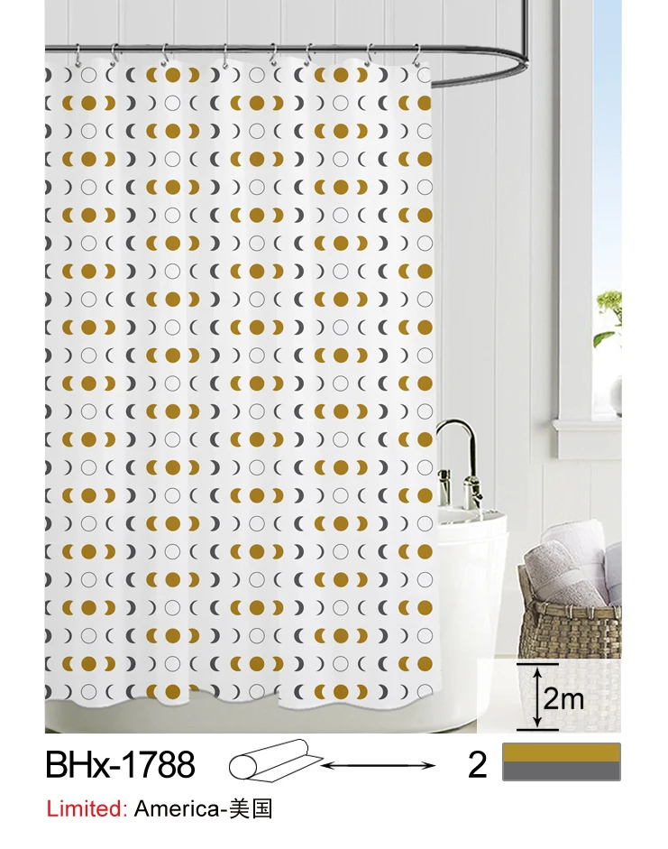 2023 Eva Shower Curtain Plastic With Waterproof Metal Grommets