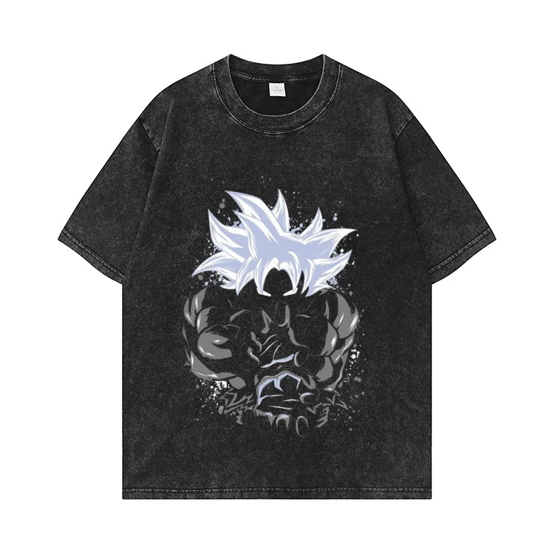 Wholesale 240g Custom Goku Graphic Vintage Tee Shirt Anime Cotton Drop  Shoulder Streetwear Washed Men T shirts| Alibaba.com