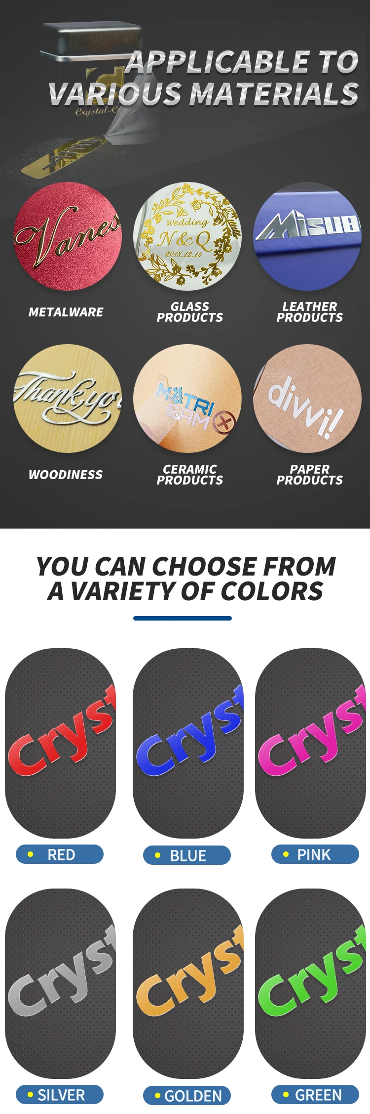 Customize Luxury Gold Adhesive Label Transfer Metal Sticker,Waterproof