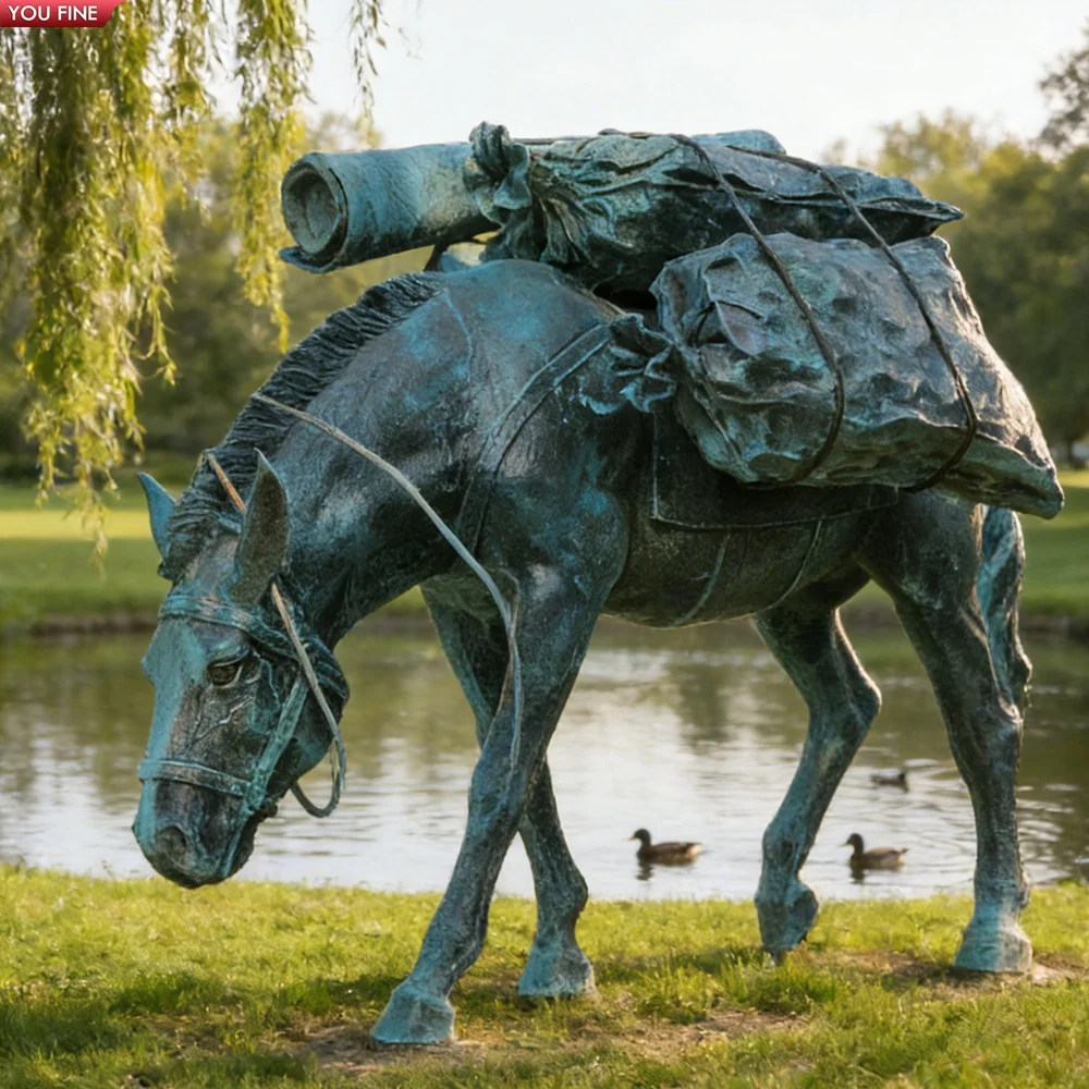 YOUFINE Bronze Rearing Horse Sculpture Dynamic Outdoor Decor for Garden Villa Plaza