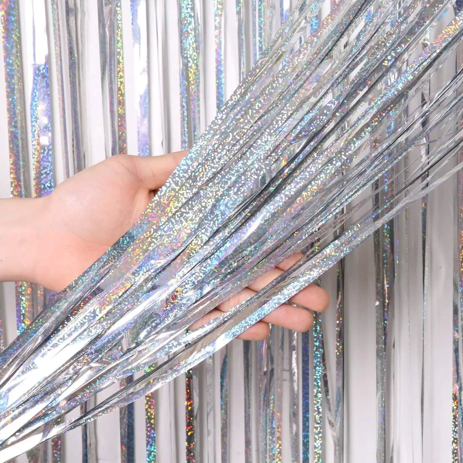 2 Tende A Frange Metallic 1x2m - Decorazione Feste Matrimonio Compleanno Viola - Foto 9