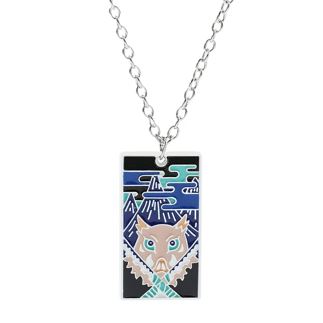 Anime Demon Slayer Enamel Metal Pattern Necklace Demon Slaying Corps Sign Tag Anime Fans Collect Souvenir Necklace Jewelry