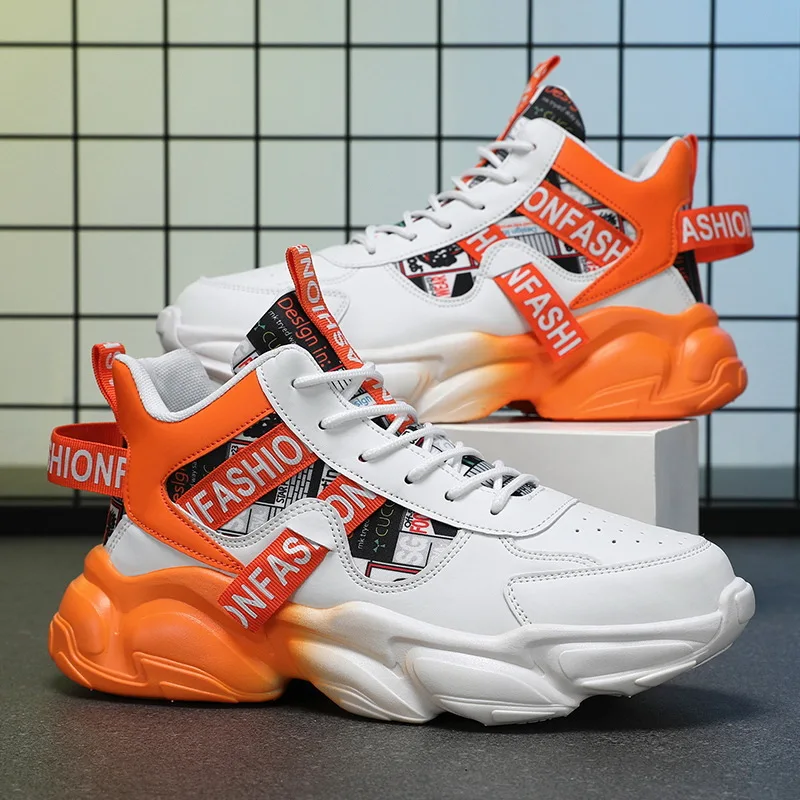Men's shoes 2024 fall new breathable high-top trend inside booster sneakers