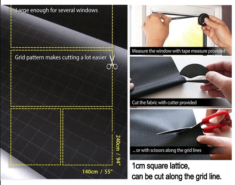 Portable Blackout Grid Curtains Cut To Size To Fit Any Window Black Out