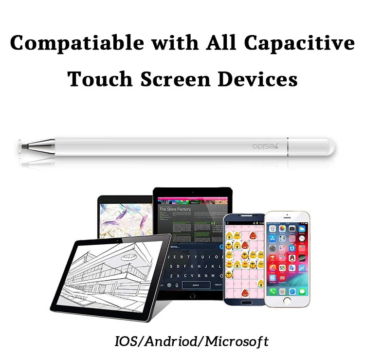 Stylet ST04 2 en 1 pour tablette graphique et ordinateur portable, stylet capacitif actif pour dessin et &eacute;criture, avec stylo &agrave; bille int&eacute;gr&eacute; pour appareils Android.