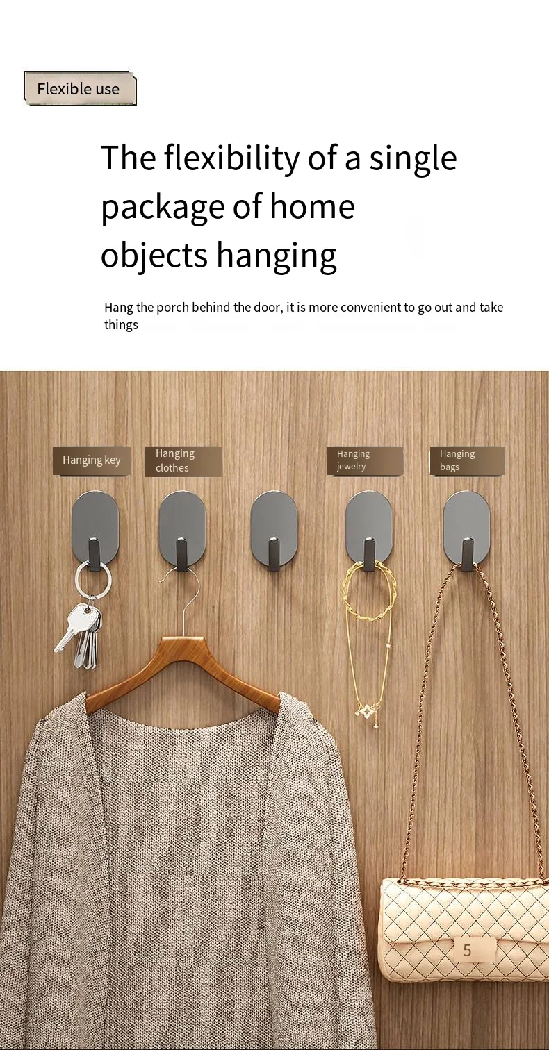 Non-punched wall novelty hooks Oval seamless Bedroom key single novelty hooks Practical sticky novelty hooks Kitchen bathroom towel hanger factory