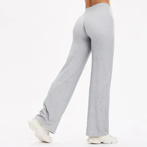 Custom Logo High Waisted Plus Size Women's Yoga Leggings Spandex/Nylon Quick Dry Breathable Four-Way Stretch Straight Leg Pant