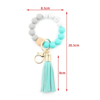 Portachiavi Bracciale Elastico Con Perline Silicone E Croce Lavanda – Accessorio Da Polso Per Donna, Nappa In Ecopelle - 3