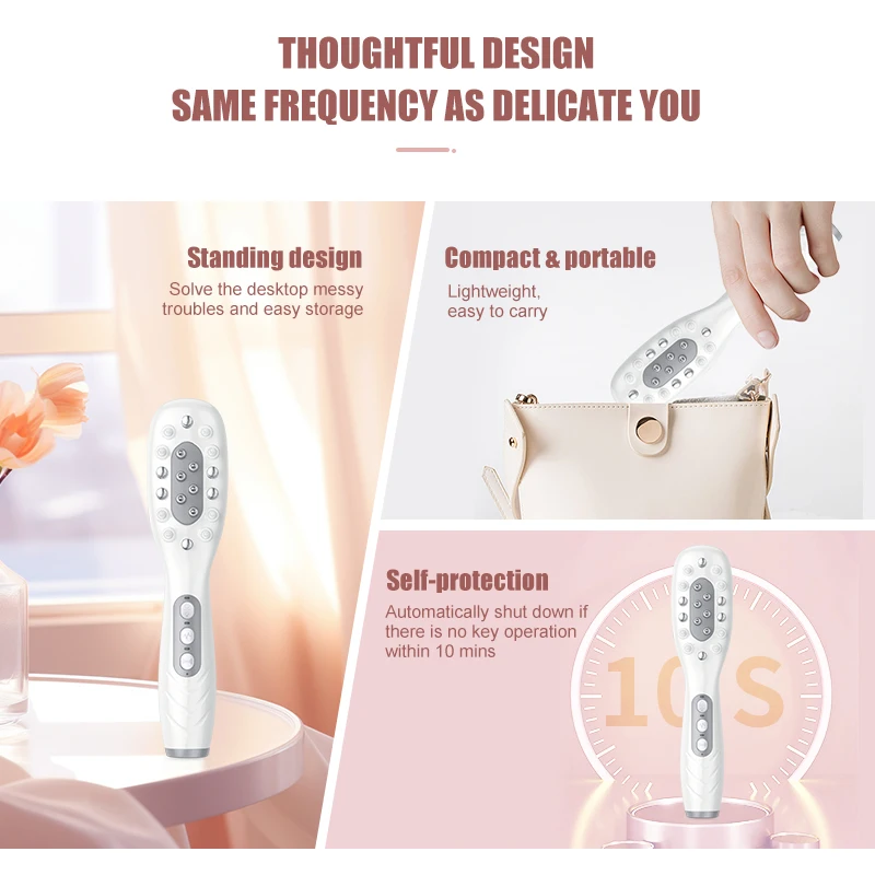 2025 Red and Blue LED Light Growth Comb for Hair Serum Leading-in and Scalp Vibrating Massage Applicator
