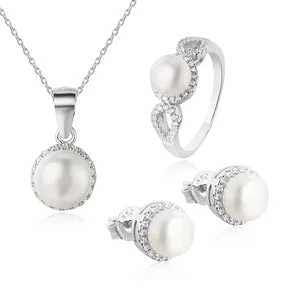 Poliva Elegant 925 Sterling Silver Jewelry Sets Aaa Cubic Zirconia Freshwater Pearl Luxury Jewelry Set for Women
