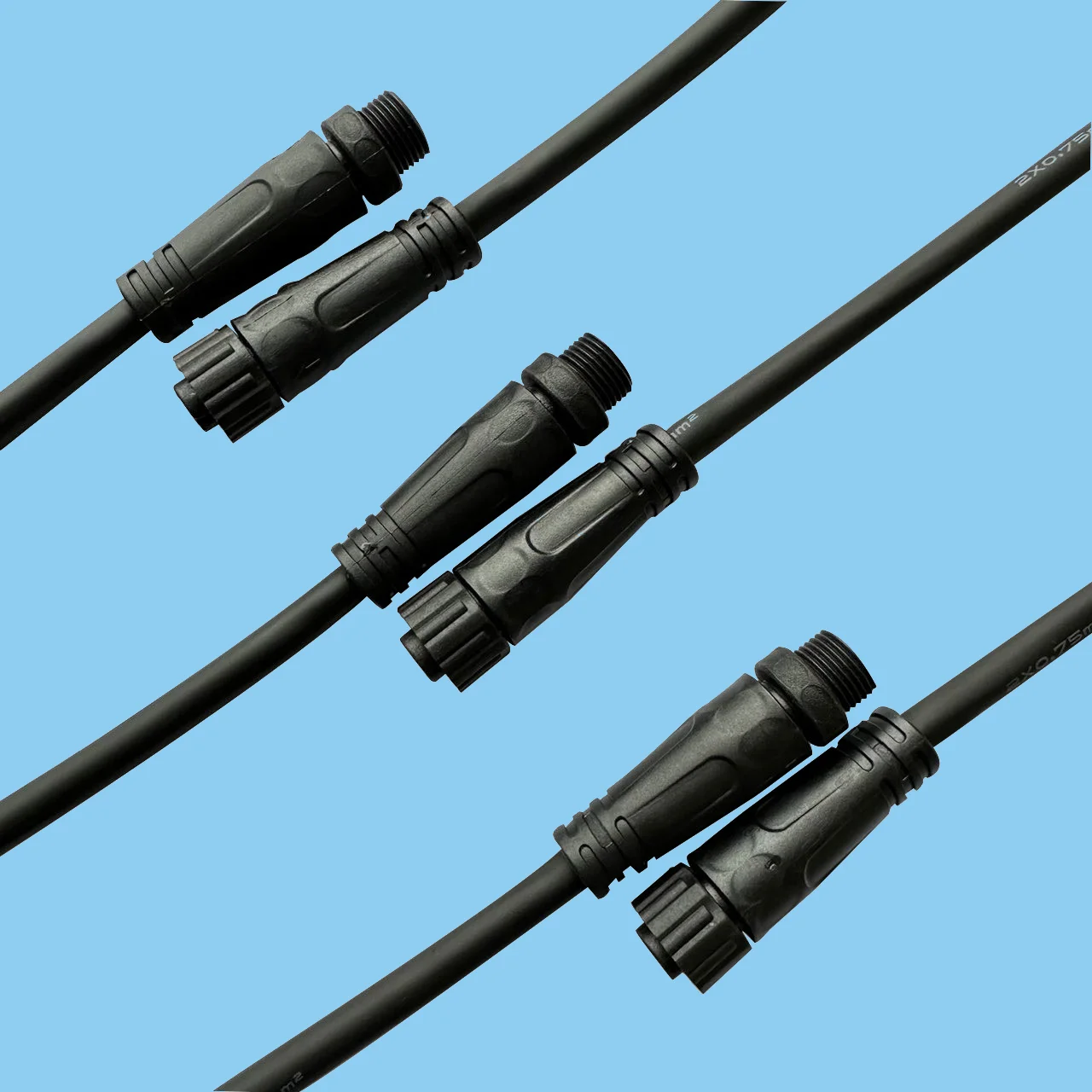 Custom IP67 Waterproof M12 Male Female Connectors for LED Billboards Neon Signs Solar Panel Engineering Applications