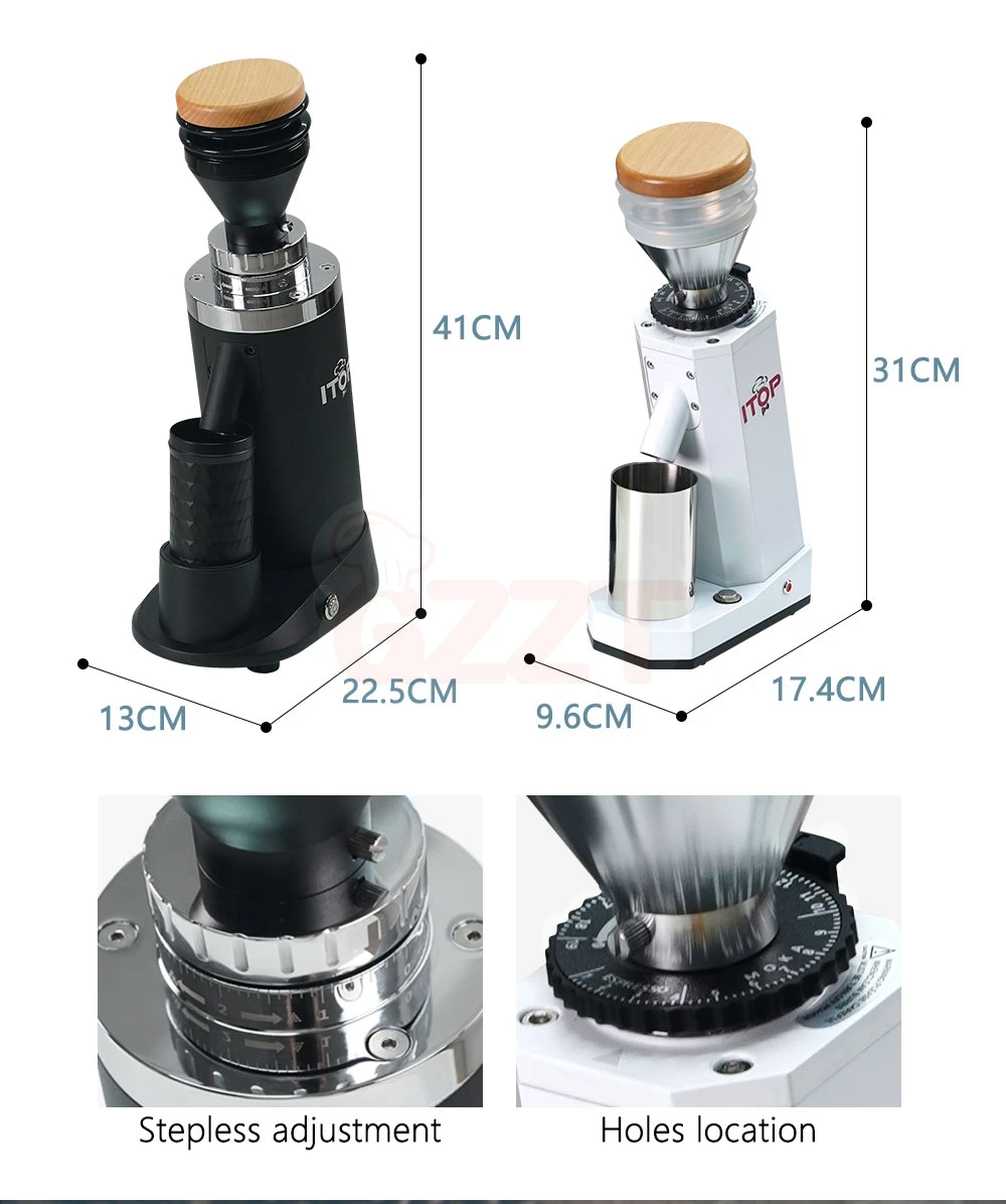 Titanium Blade Electric Automatic 64mm Flat Burr Knife Coffee Bean Mill