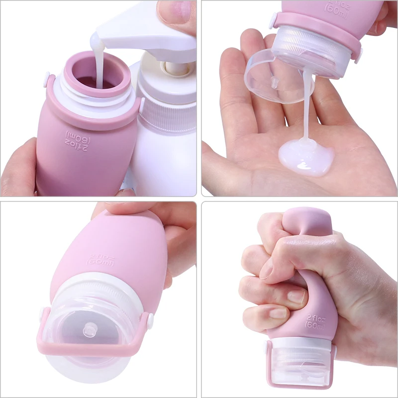 Portable Reusable Leak Proof Soft Silicone Refillable Toiletry Travel Bottles Cosmetic Containers Travel Kits Set for Toiletries