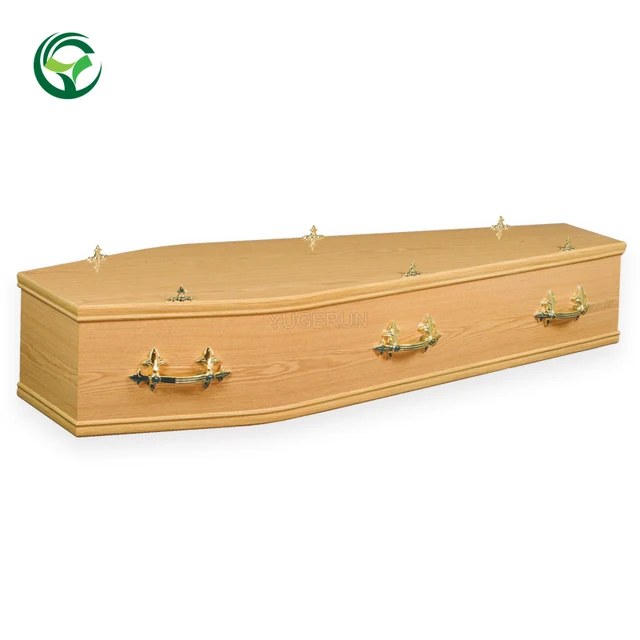 Oak Paper Veneered Cremation MDF Chipboard Australian Style Funeral Casket OEM United Kingdom Customized Wood Glossy Coffin