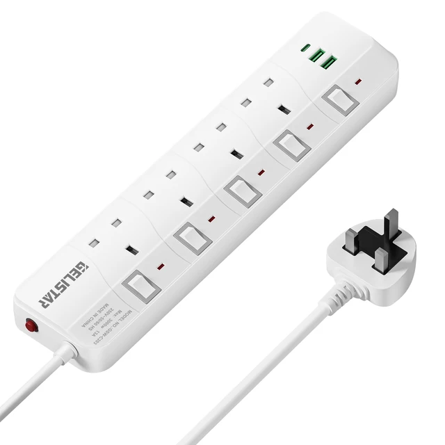High Quality UK Type ABS Materials Socket protection Safety Door A+C Port Charger Extension Socket