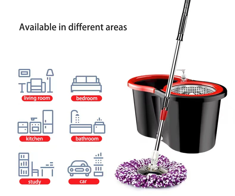 Belt Mop Rotation Langbo Magic Mop - 360 Degree Rotating Microfiber Mop