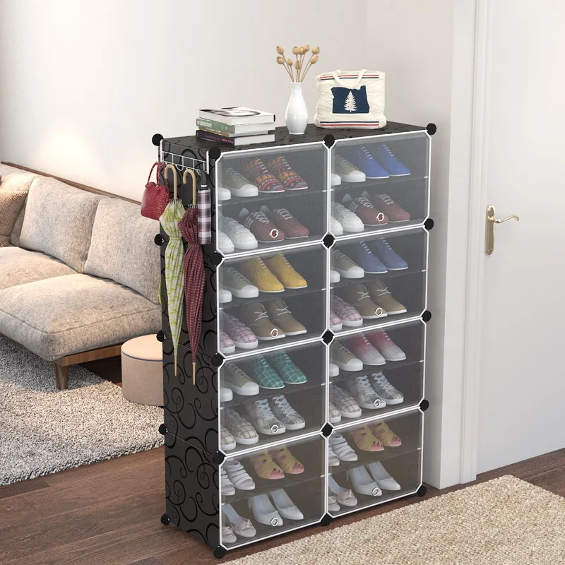 Simple Design Steel Frame Plastic Foldable Shoe Stand Rack for Household