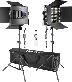 Neewer 2 Packs Advanced 2.4G 660 LED Video Light Photography Lighting Kit With Bag, Dimmable Bi-Color LED Panel With 2.4G