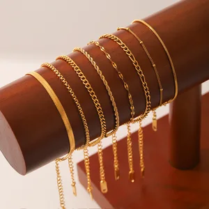 MW Women Men Non Tarnish Jewelry Fashion Thin Dainty Stackable Cuban Link Paperclip ChainStainless Steel Bracelets Wholesale