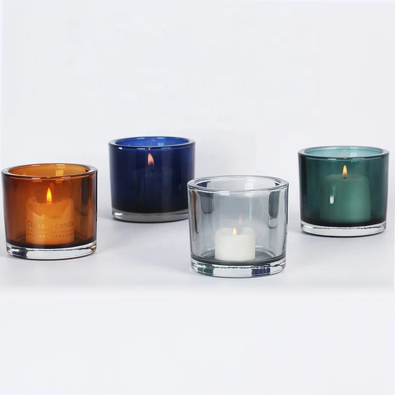 8OZ Candle Holder Clear Double Wall Glass Candle Jar With Custom Color