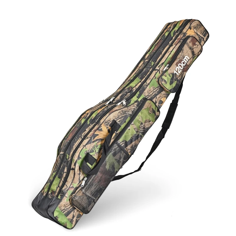 3 Trays Round Fishing Tackle Bag Foldable Oxford Fishing Rod Bag