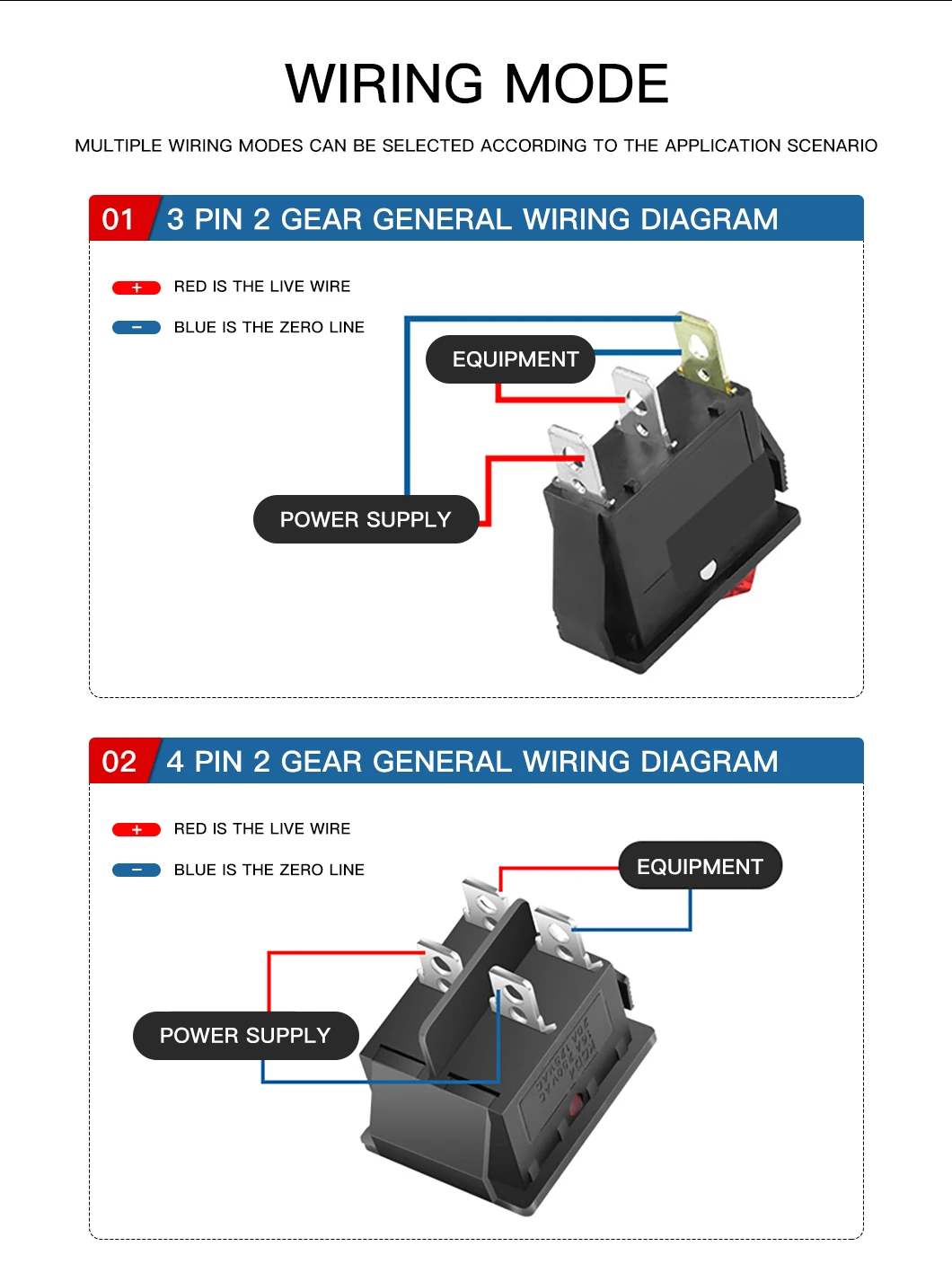 Abilkeen Kcd2 Series Rocker Switch Actuator Color Red 6 Pin Rocker ...