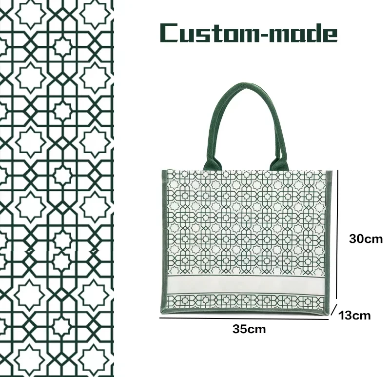 Custom Logo Letter Pattern Cotton Canvas Tote Bag-Medium Size for Wedding Travel & Storage with Personalised Finish