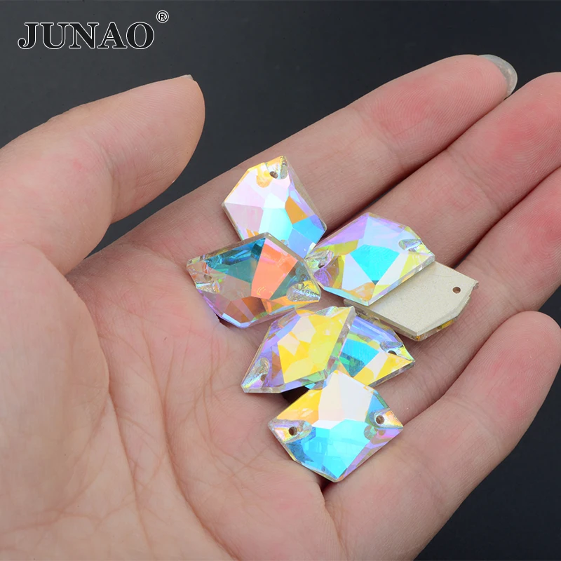 JUNAO Wholesale TOP Quality Sewing K9 Cosmic Clear Crystal Strass Flatback  Sew on Glass Rhinestones for Wedding Dress Crafts