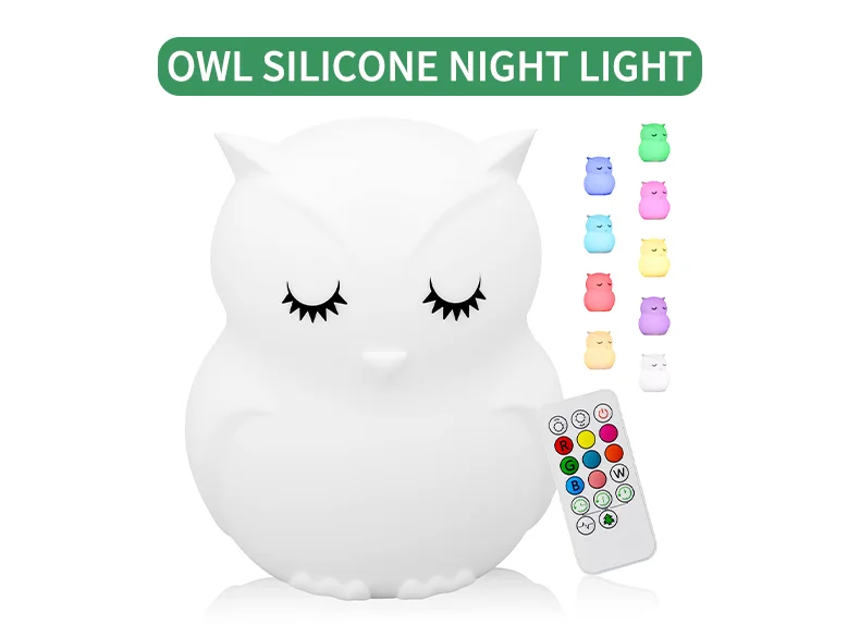 Animal Shape Silicone Night Light Baby Nursery Lamp Breathing Led Night