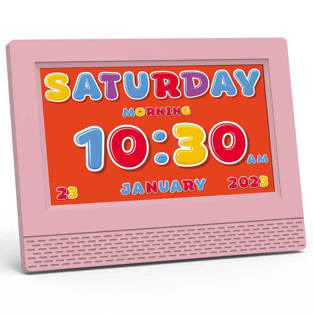 7 Inch LED Digital Alarm Clock for Kids Support Picture & Video Playing with Multiple User Interface and Colorful Text Display