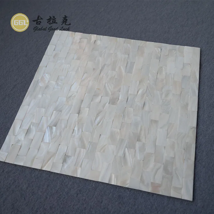 White Mother of Pearl Shell Seamless Mosaic Tiles Nature Sea Shell For Furniture