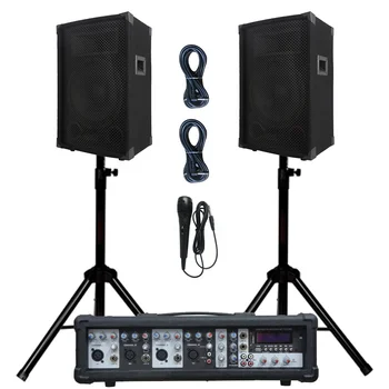 Professional audio 1000W 2X12"Subwoofer PA speaker system BT TWS karaoke sets 4 channel powered mixer Sound box bocina parlant