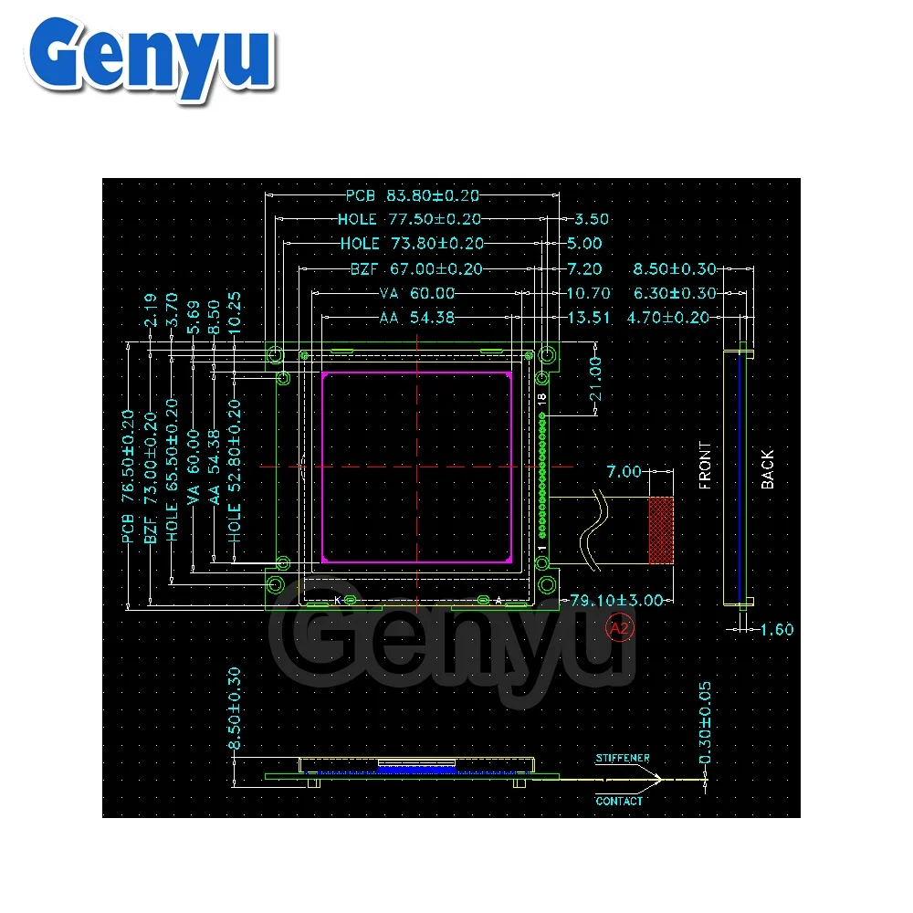 rohs display module lcd 160x160 Dot Graphic LCM With PCB Aad Backlight For Industrial Application