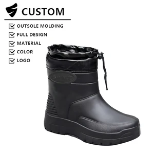 Men's Warm EVA Rain Boots Wholesale Customize Faux Fur Lined Lightweight Waterproof Work Garden Shoe Non Slip Outdoor Rain Shoes