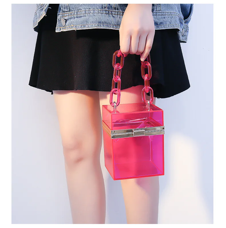 Mini Acrylic Transparent Handbag Square Box Clutch Crossbody Bag With Chain  Strap For Party, Dancing, Wedding