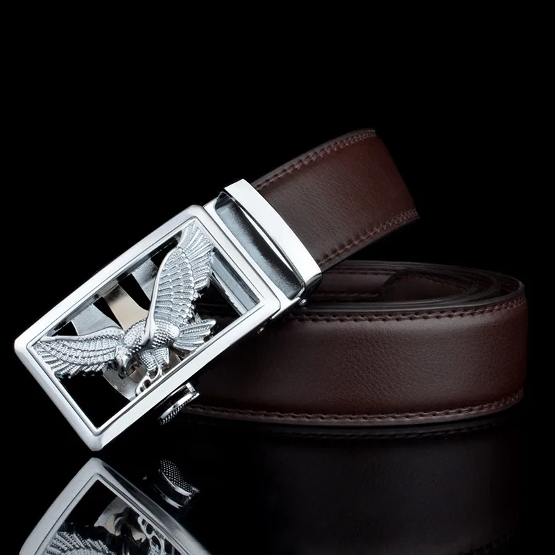 Wholesale Factory Automatic Buckle Fashion Luxury Famous Brand Eagle  Designer Men Genuine Leather Belts From m.