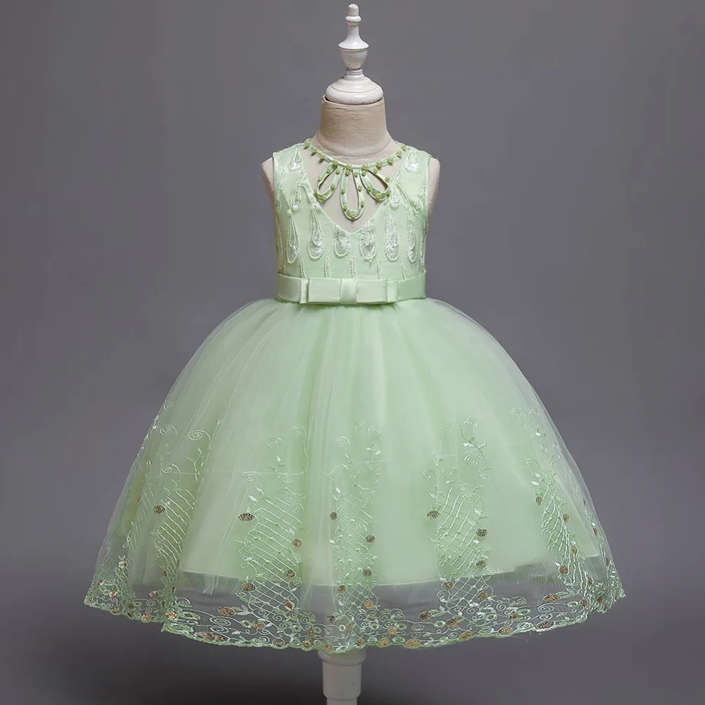 западная модель девушки Грейс платье 5 - летний шампанское детский костюм свидетельницы цветы рисунок детская одежда